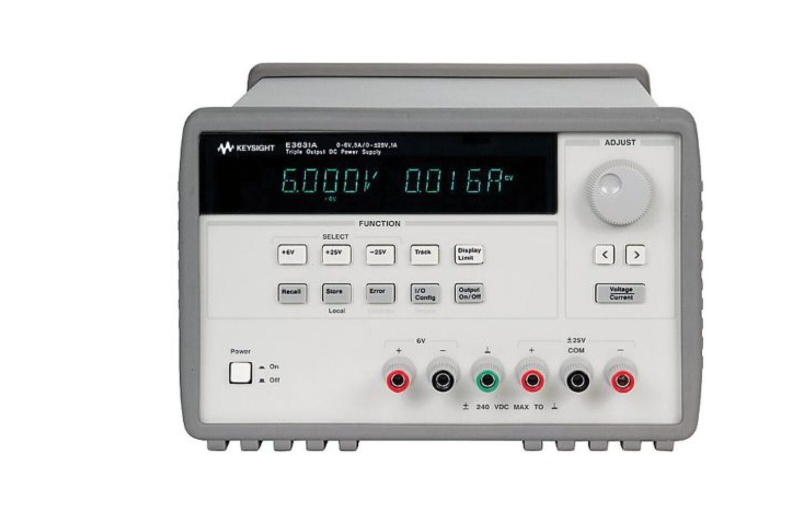 AGILENT E3631A TRIPLE OUTPUT DC POWER SUPPLY 80W, 0-6V, 5A AND +/-24V, 1A