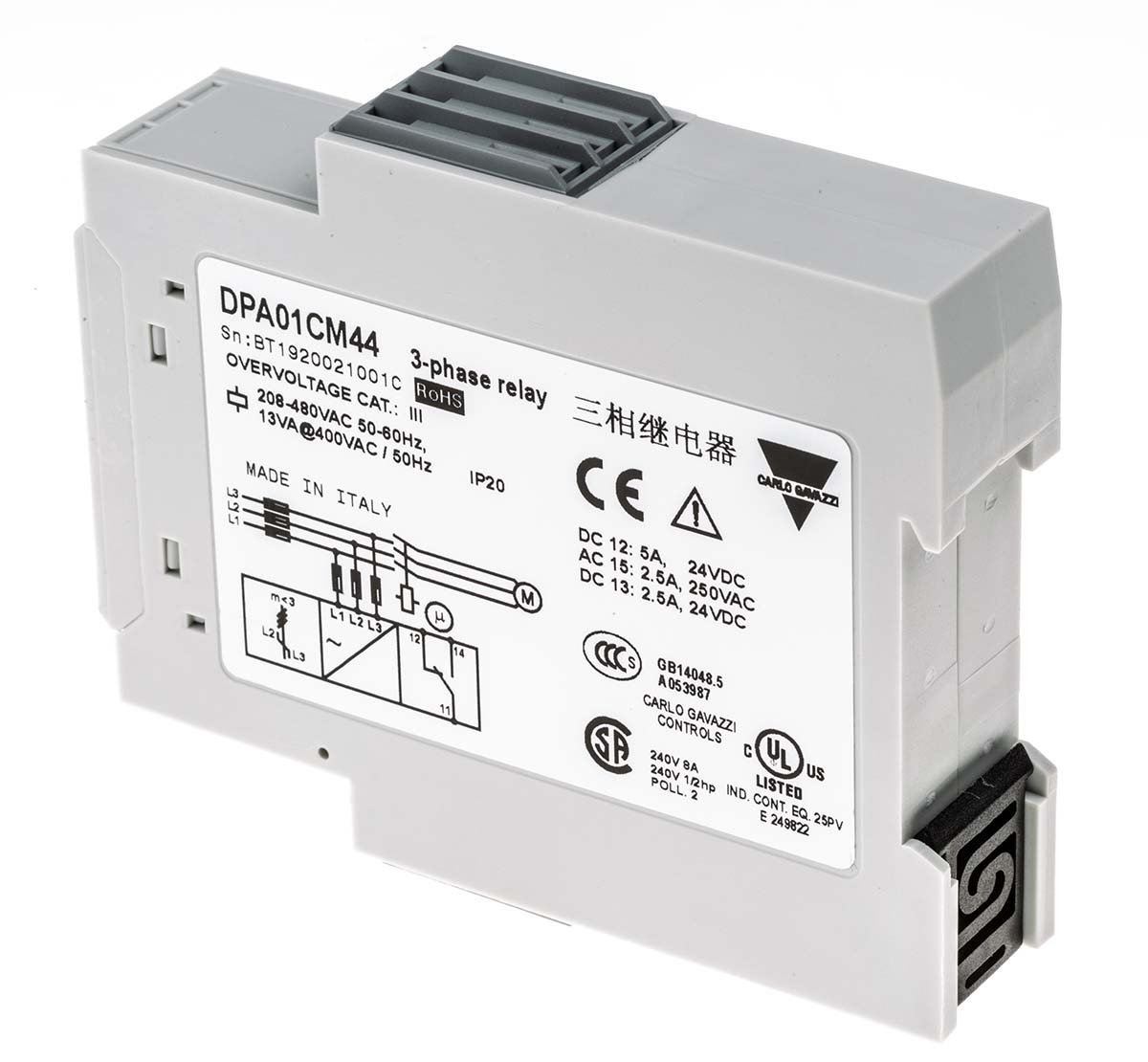 Carlo Gavazzi DPA01CM44 3-Phase Sequence and Phase Loss Monitoring Relay