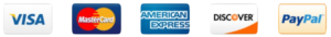 Credit cards Accepted, Visa, ,mastercard, discover, PAypal, amex