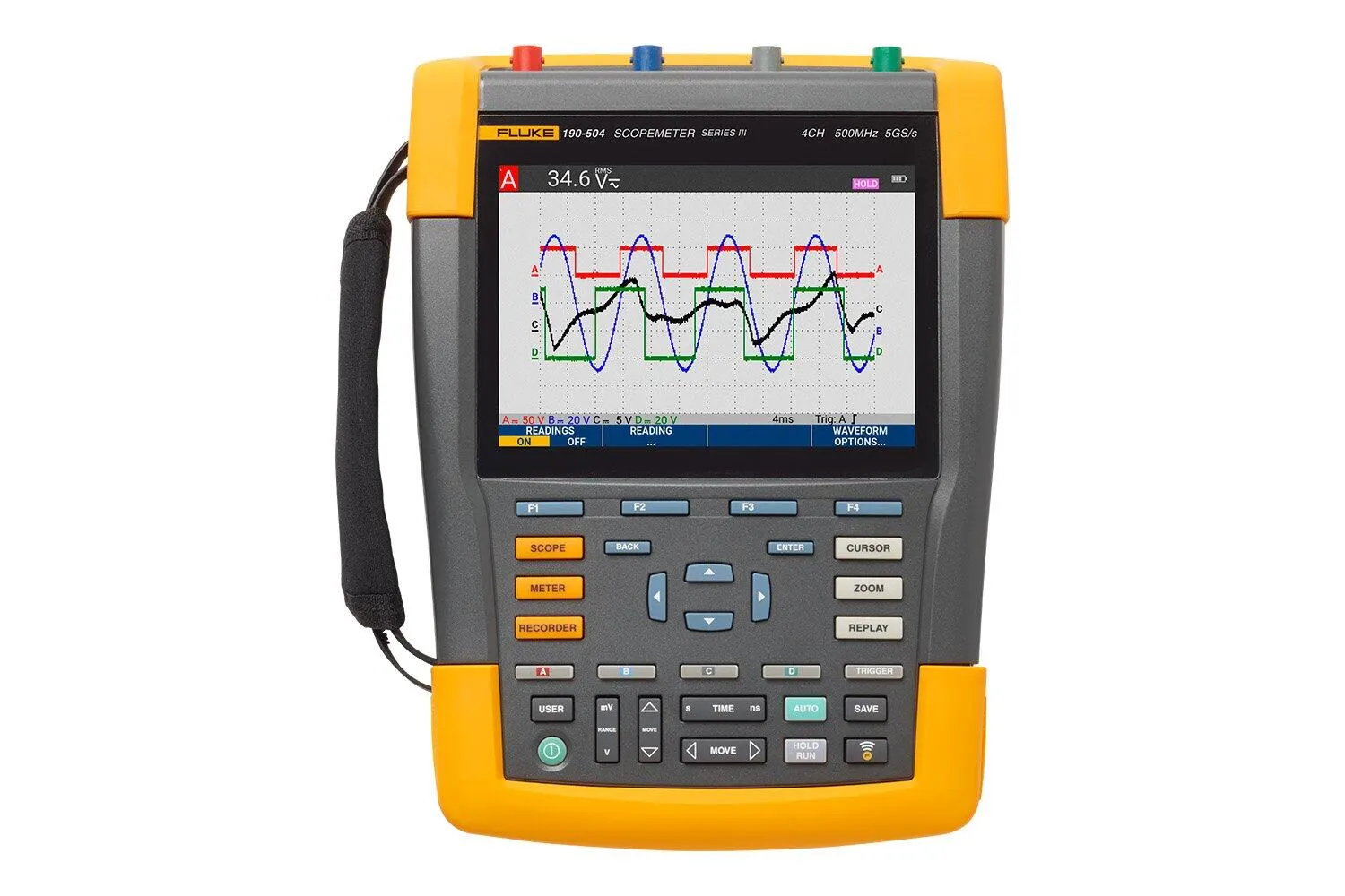 Fluke 190-202-III Series 3 200 MHz ScopeMeter Series III Handheld 2-Channel, 5 GS/s Oscilloscope