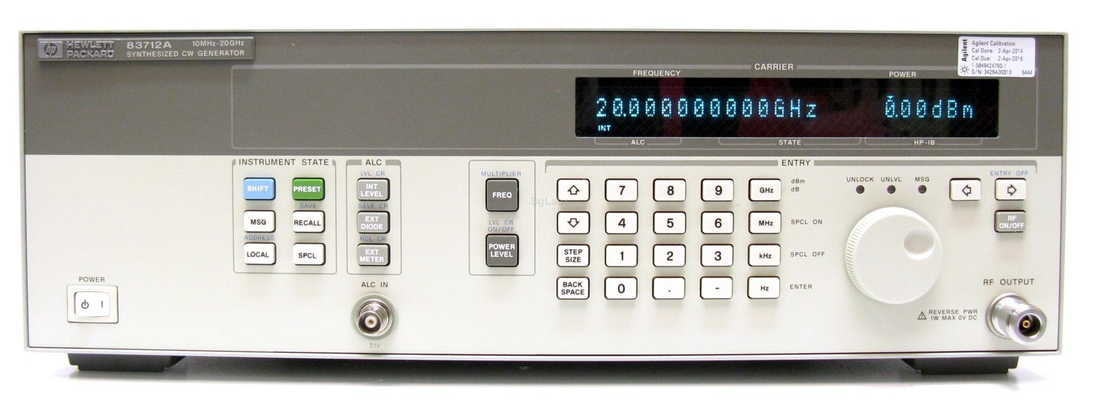 HP Agilent 83712B Synthesized CW Generator, 10 MHz to 20 GHz